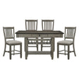 Antique Gray Dining Furniture Counter Height Table w Drawers Wine Rack Shelf and 4x Counter Height Chairs 5pc Dining Set Classic Style - sold by Home Elegance USA
