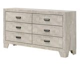 1pc Transitional 6-Drawer Dresser Metal Hardware Whitewashed Wood Finish Wooden Bedroom Furniture