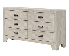 1pc Transitional 6-Drawer Dresser Metal Hardware Whitewashed Wood Finish Wooden Bedroom Furniture