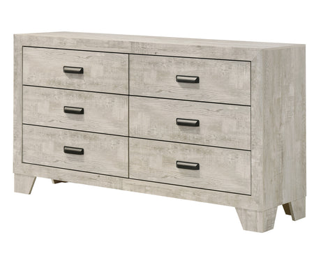 1pc Transitional 6-Drawer Dresser Metal Hardware Whitewashed Wood Finish Wooden Bedroom Furniture