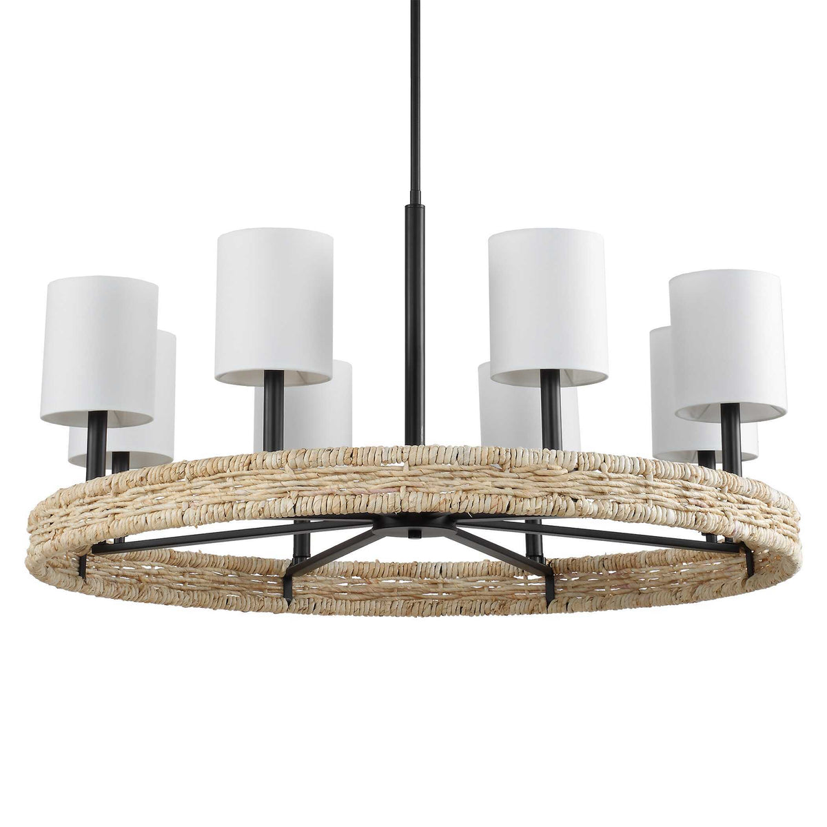 Faiyam 8 Light Rattan Chandelier - Black by Uttermost - View 3