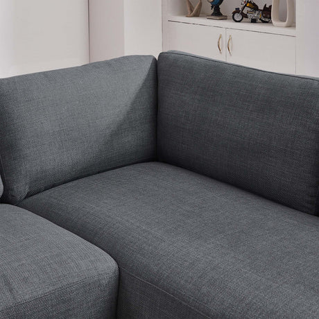 Glander Cozy Sectional Sofa Right Facing in Grey Linen with Solid Wood Frame and Fiber Legs, 89x108 inches - sold by Home Elegance USA