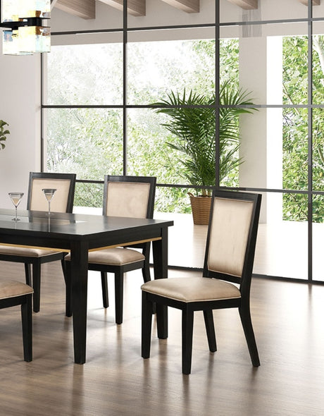 7pc Dining Set Contemporary Espresso Dining Table Glass Insert Top 6x Chairs Wooden Kitchen Dining Room Furniture - sold by Home Elegance USA