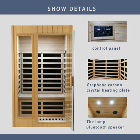 Hemlock Two-person far infrared roof embedded indoor sauna room - sold by Home Elegance USA