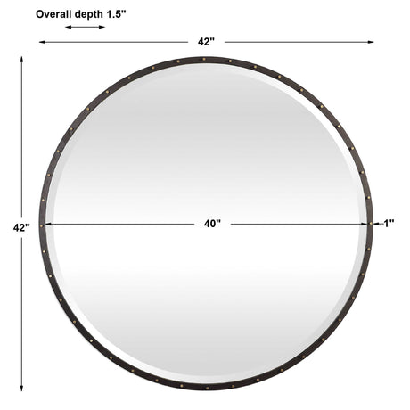 Benedo Round Mirror - Black by Uttermost - View 10