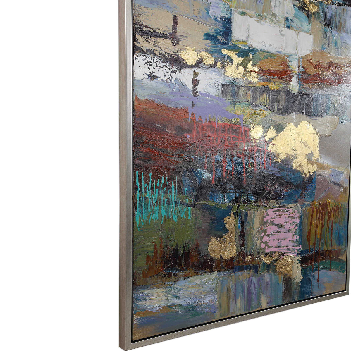 Fiesta Hand Painted Canvas - Blue / Orange by Uttermost - View 5