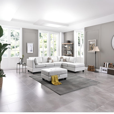 Malone G647B-SC Sectional Sofa with Pocketed Coil and Foam Seating, White PU, 111x78x34 inches - sold by Home Elegance USA