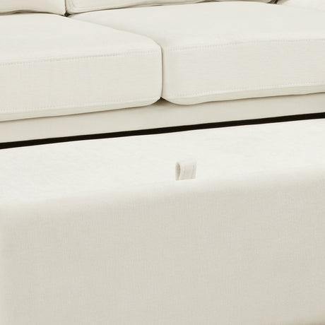L-shaped Convertible Sofa Bed with USB Ports and Power Sockets, Beige Chenille Fabric, 124.8' Length - sold by Home Elegance USA
