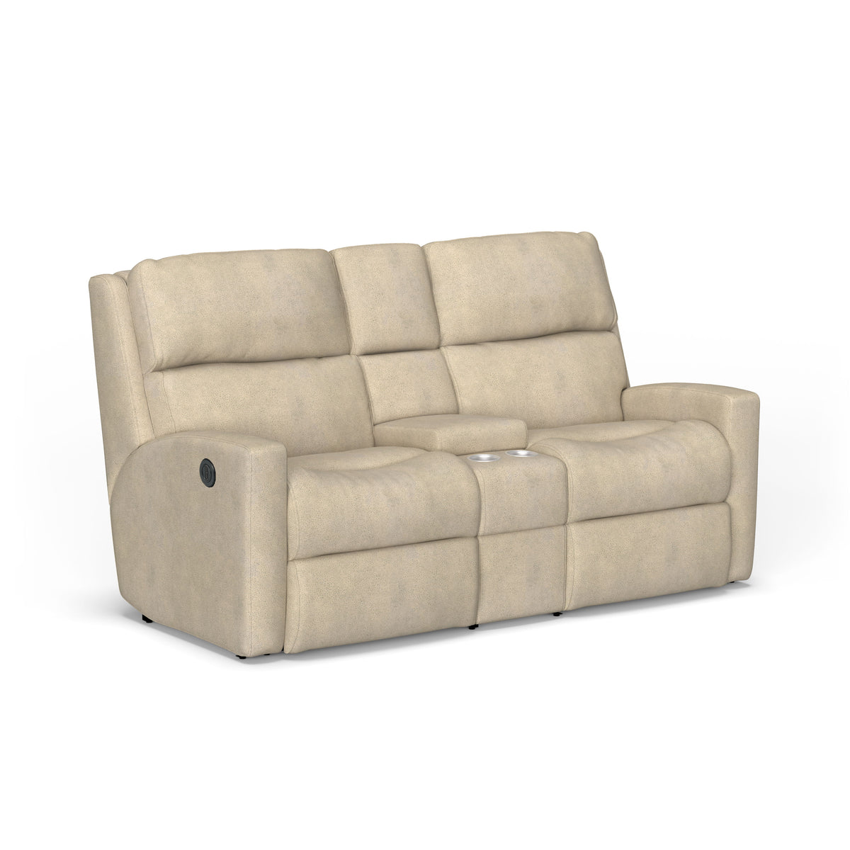 Catalina Transitional Fabric Power Reclining Loveseat With Console | Flexsteel