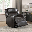 Modern Living Room Furniture 1pc Power Reclining Chair Brown Faux Leather Upholstery Plush Seating Solid Wood Frame