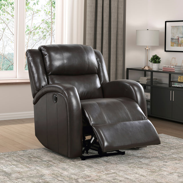 Modern Living Room Furniture 1pc Power Reclining Chair Brown Faux Leather Upholstery Plush Seating Solid Wood Frame