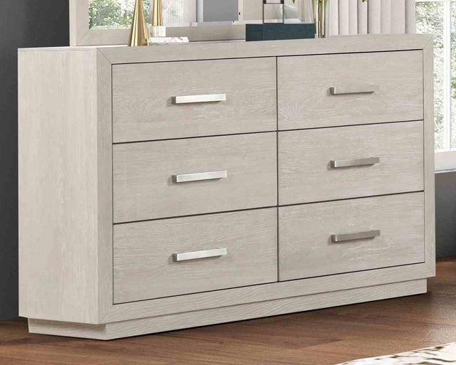 1pc Light Gray Six Drawers Dresser Solid Acacia Transitional Style Bedroom Metal Side Glide