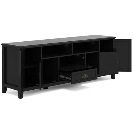 Burlington 72 inch Wide Solid Wood TV Stand in Black For TVs up to 80 inches - sold by Home Elegance USA