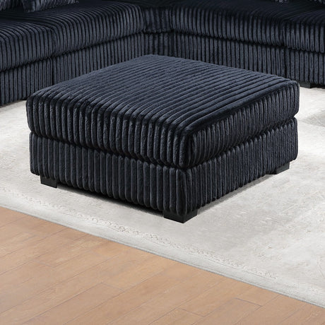 Contemporary Modern 7-PC Modular L-Sectional Sofa Set USB Cup Holder Black Corduroy Living Room Furniture Ottoman - sold by Home Elegance USA
