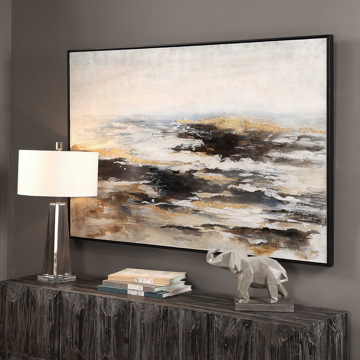 Aftermath Abstract Art - Light Brown / Dark Gray by Uttermost - View 4
