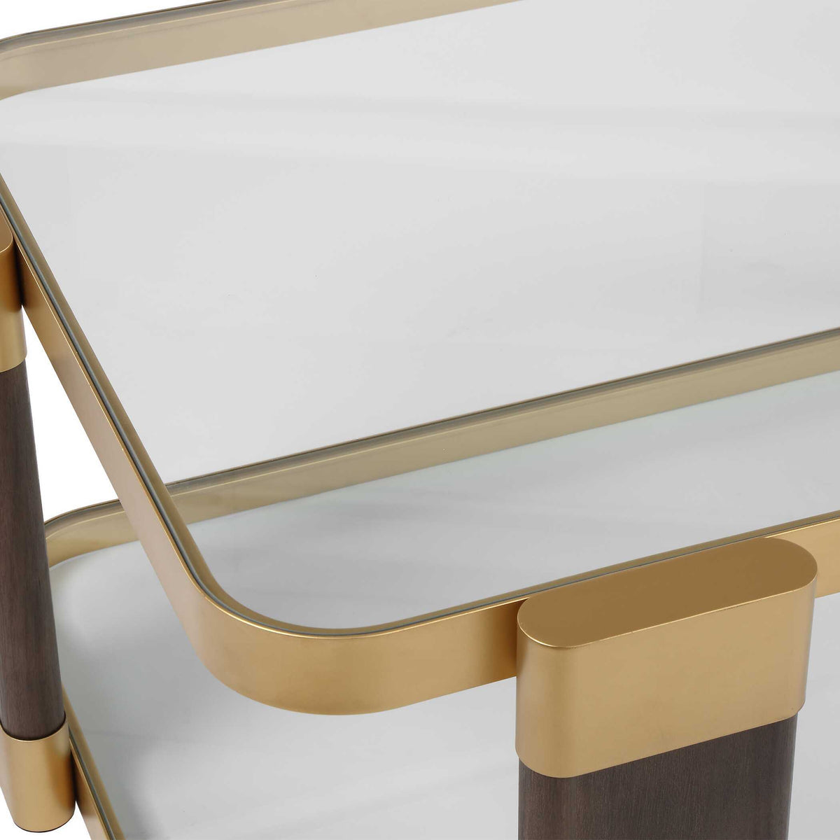 Ryles Glass Coffee Table Brass / Brown / Woodtone - Gold / Dark Brown by Uttermost - View 6
