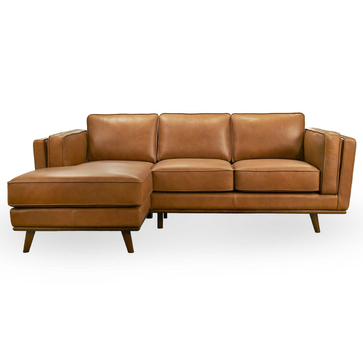 Chase Genuine Leather Sectional Left Facing Sofa Tan Leather 90.90 inches