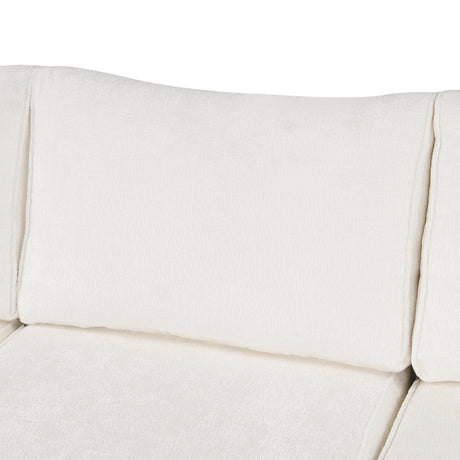Cream Tweed Chenille Sectional Sofa with Pull-out Bed and Storage Ottoman, 112.2' for Living Room - sold by Home Elegance USA