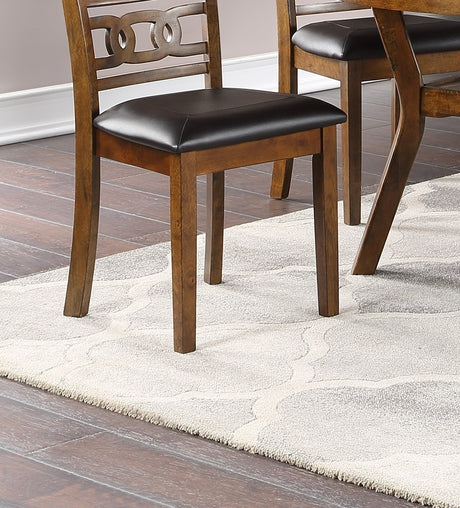 Contemporary Dining 5pc Set Round Table w 4x Side Chairs Walnut Finish Rubberwood Unique Design - sold by Home Elegance USA
