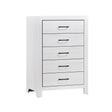 White Finish Bedroom Storage Chest of 5x Drawers Black Hardware Furniture 1pc