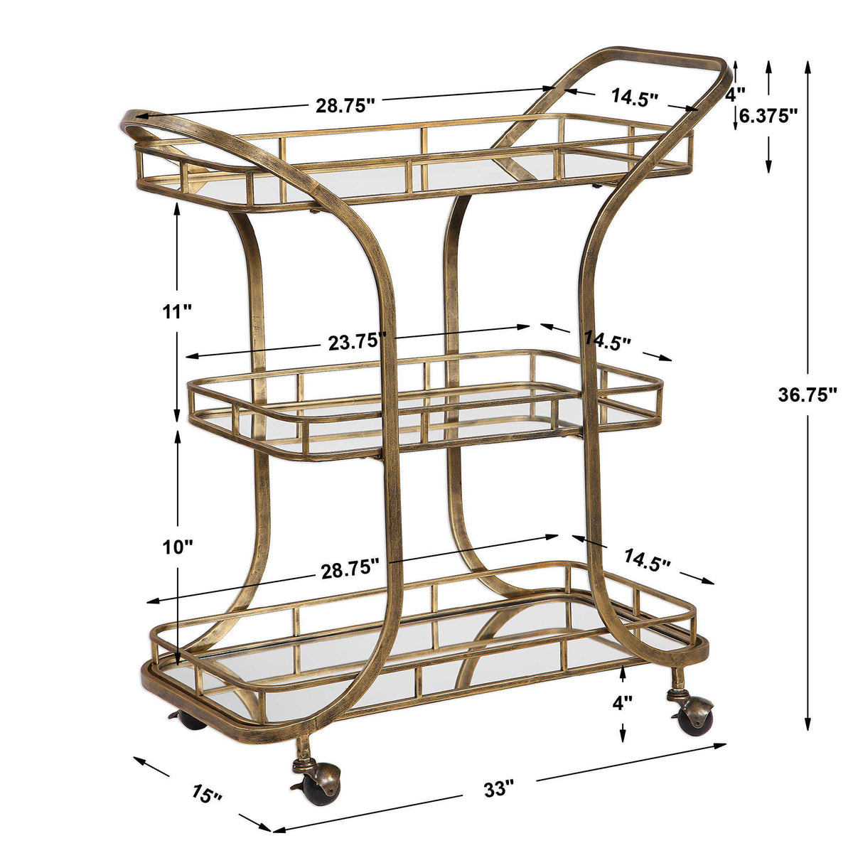 Stassi Serving Cart - Gold by Uttermost - View 8
