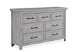Contemporary Light Gray Finish 1pc Dresser Wooden Bedroom Furniture Metal Pull Furniture