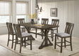 7pc Counter Height Dining Set Beautifully Crafted Dining Table Robust Trestle Base Upholstered Chair Rich Wood Finish Natural Charm Dining Room Furniture Rustic Brown - sold by Home Elegance USA