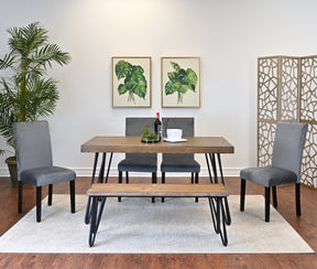 Ashzo 6-Piece Dining Set, Hairpin Dining Table with 4 Chairs and Bench, 3 Color Options - sold by Home Elegance USA
