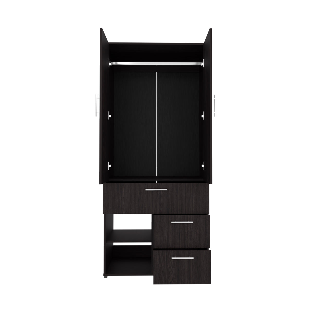 Armoire 70.90' H, 2 Doors, 3 Drawers, 2 Shelves, 6 Legs, Black Wengue - Bedroom - sold by Home Elegance USA