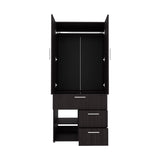 Armoire 70.90' H, 2 Doors, 3 Drawers, 2 Shelves, 6 Legs, Black Wengue - Bedroom - sold by Home Elegance USA
