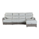 Contemporary KIA Beige/Brown Sectional Sofa with USB and Power Recline in 100% Polyester Fabric