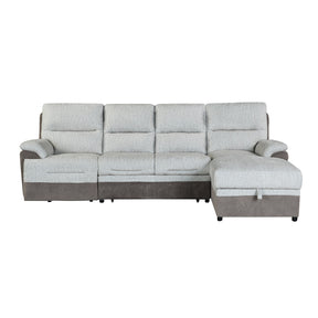 Contemporary KIA Beige/Brown Sectional Sofa with USB and Power Recline in 100% Polyester Fabric - sold by Home Elegance USA
