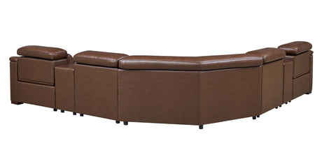 Leather Match Modular Sectional with Recliner Seat and Adjustable Headrest and Storage Console with Cup Holders - sold by Home Elegance USA