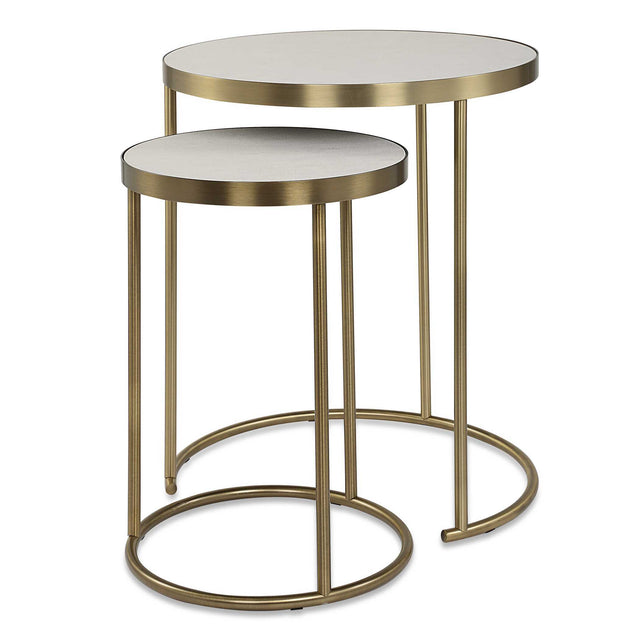 Aragon Nesting Tables (Set of 2) White - Bronze by Uttermost - View 1