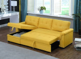 Lucca Yellow Linen Reversible Sleeper Sectional Sofa with Storage Chaise - Home Elegance USA