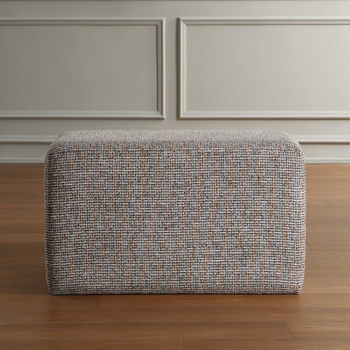 Kelce Woven Checkered Ottoman - Light Brown by Uttermost - View 4