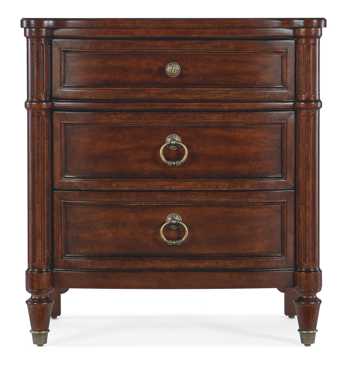 Charleston Three-Drawer Nightstand - Dark Brown by Hooker Furniture - View 4