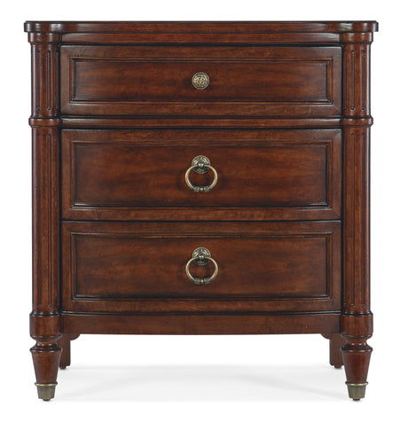 Charleston Three-Drawer Nightstand - Dark Brown by Hooker Furniture - View 4