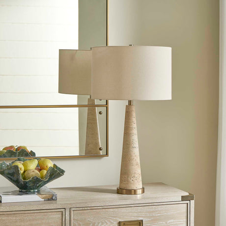 Perkins Travertine Table Lamp - Light Brown by Uttermost - View 3