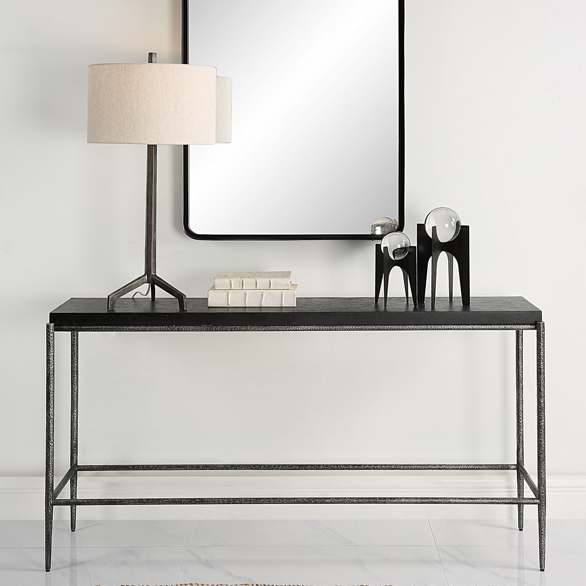 Crescendo Concrete Console Table - Black by Uttermost - View 2