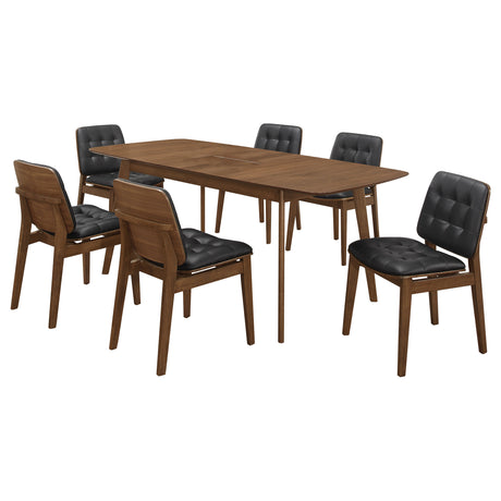 Draper Natural Walnut and Black 7-piece Rectangular Dining Set - sold by Home Elegance USA