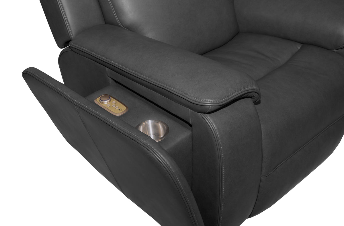 Ziggy Power Recliner With Power Headrest, Lumbar, Heat & Massage - Iron | Flexsteel