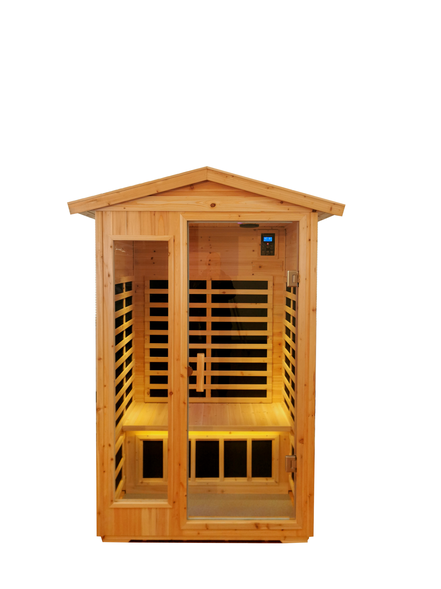 Two person Far infrared old fir outdoor sauna room ( Front & Rear ) - Home Elegance USA