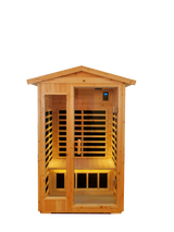 Two person Far infrared old fir outdoor sauna room ( Front & Rear ) - Home Elegance USA