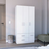 Armoire Wardrove 71', 4 Doors, Hanging Rod, 3 Cabinets, 6 Shelves, White - sold by Home Elegance USA