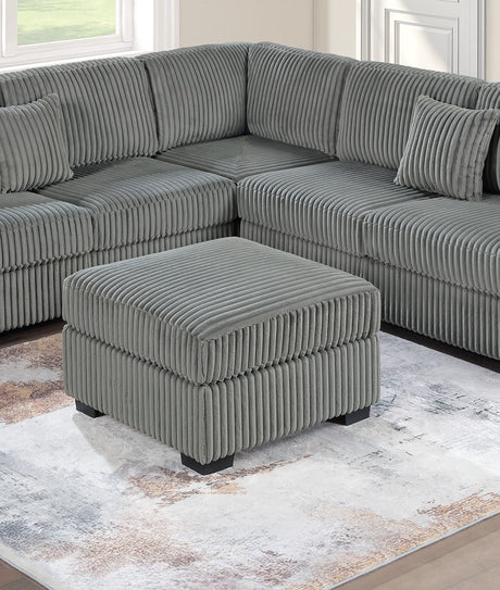 Living Room Corduroy Upholstered Smoke 4pc Sectional Set RAF/LAF One-Arm Loveseat W/USB, Corner Wedge, Cocktail Ottoman Cushion Couch - sold by Home Elegance USA