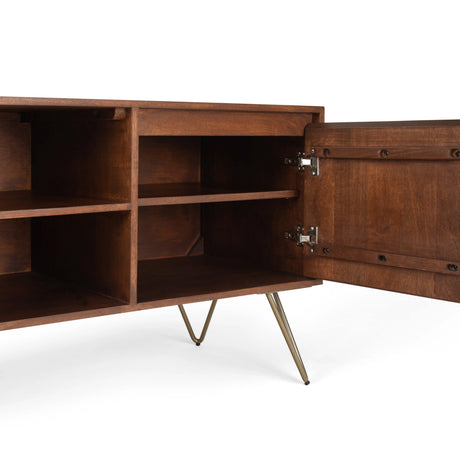 Hunter 60 inch Wide Solid Mango Wood TV Stand in Urban Brown For TVs up to 65 inches - sold by Home Elegance USA