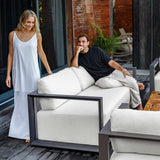 Remsen Outdoor Sofa Black / Oyster - Black / White by Uttermost - View 11