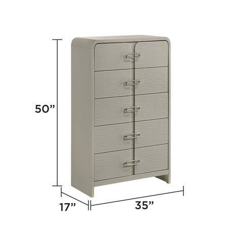 Aria Contemporary Queen 5PC Bedroom Set Modern Storage Bed with Ball Bearing Glide Drawers in Beige - sold by Home Elegance USA