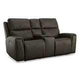 Jarvis Power Reclining Loveseat With Console & Power Headrests - Mica | Flexsteel